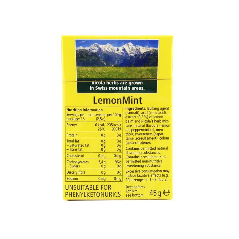 Ricola Lemon Mint Swiss Herb Lozenges 45g