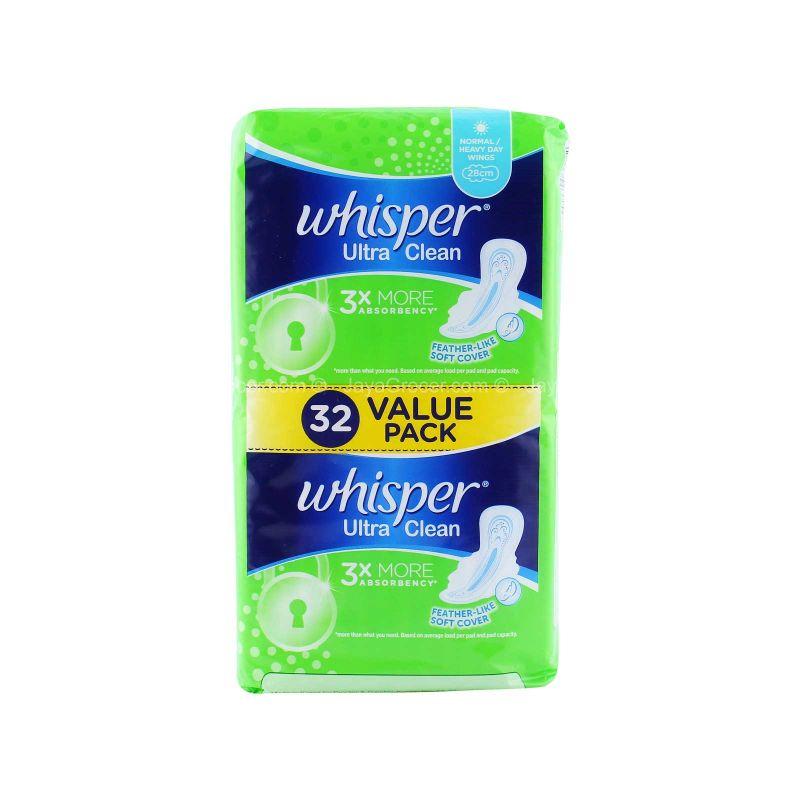 Whisper Ultra Clean Heavy & Overnight Wing Pad 28cm x 32pcs
