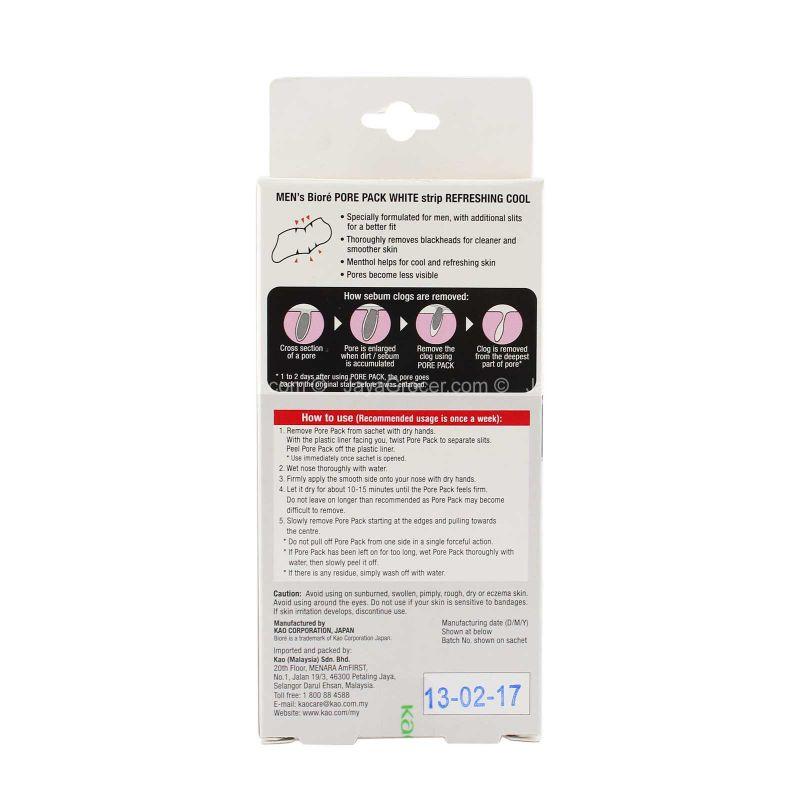 Men’s Biore' Pore Pack Refreshing Cool White Strip 10pcs