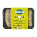Edwards of Conwy 6 Pork and Leek Sausages 400g