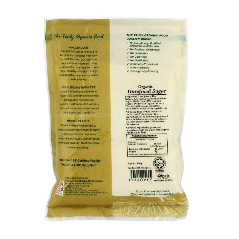 Radiant Whole Food Organic Unrefined Sugar 500g