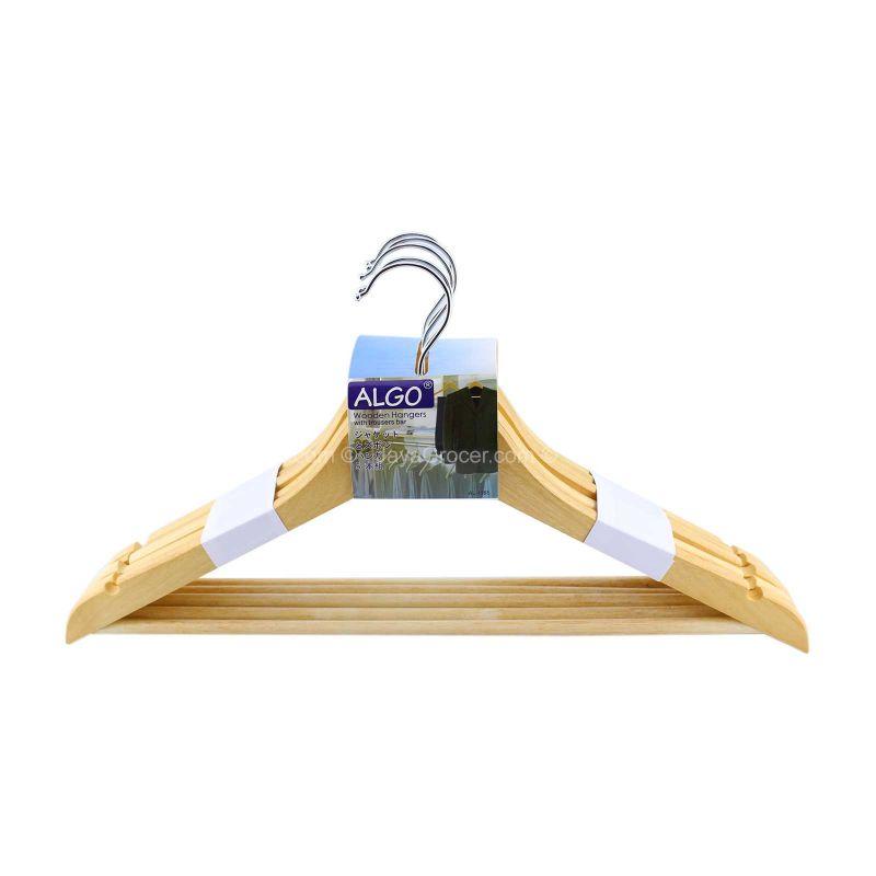 Algo Wooden Hanger with Trousers Bar 5pcs