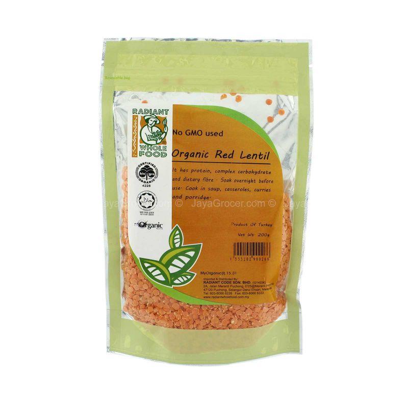 Radiant Whole Food Organic Red Lentil 200g