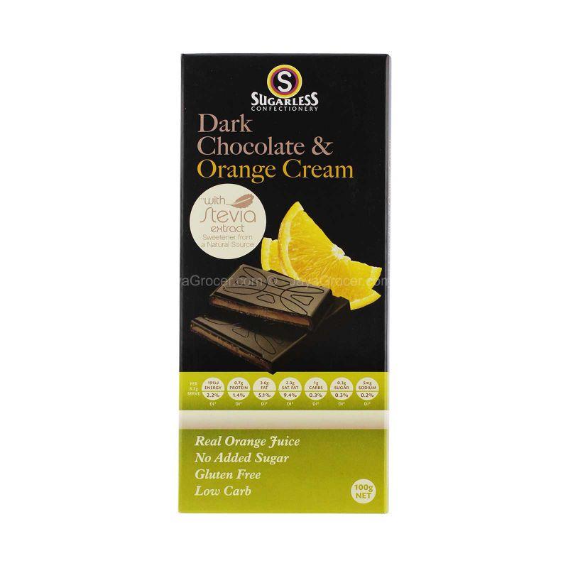 Sugarless Confectionery Dark Chocolate & Orange Cream 100g