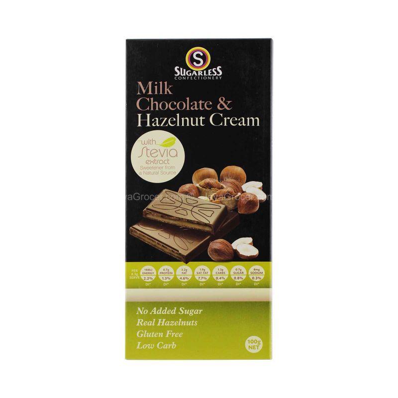 Sugarless Confectionery Milk Chocolate & Hazelnut Cream 100g