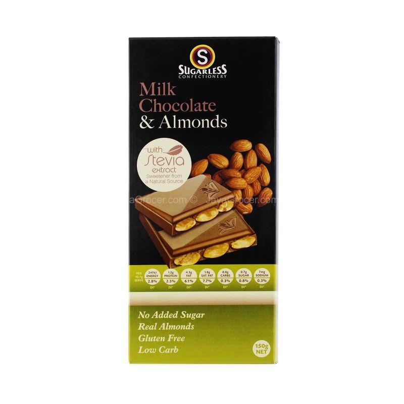 Sugarless Confectionery Milk Chocolate & Almonds 150g