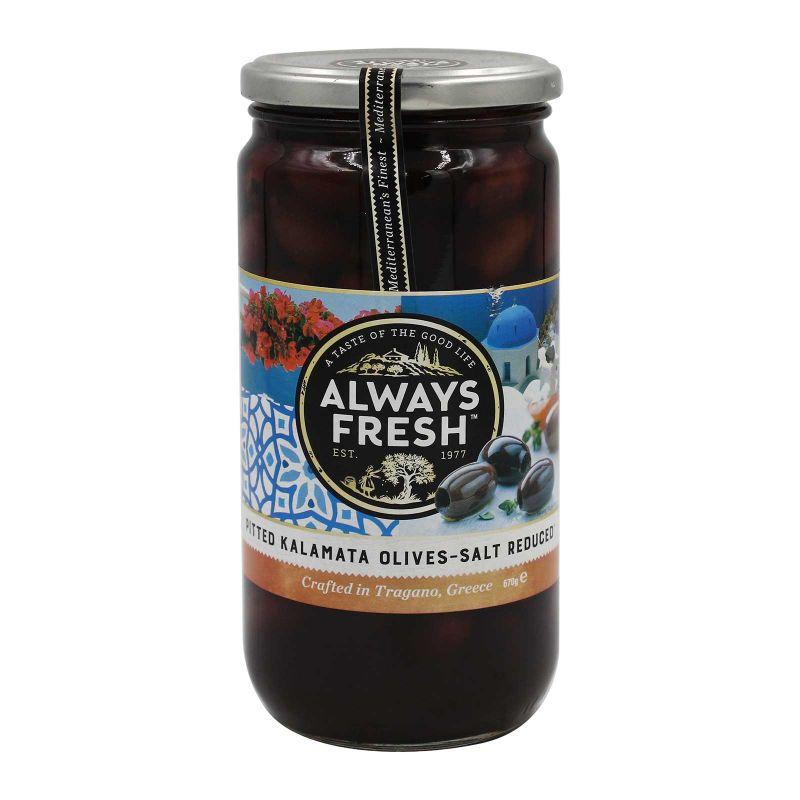 Always Fresh Pitted Kalamata Salt Reduced Olives 670g