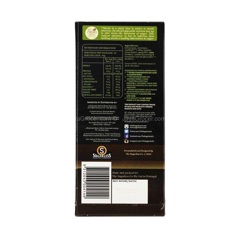 Sugarless Confectionery Gourmet Dark Chocolate 100g