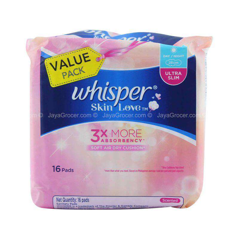 Whisper Skin Love Day & Night Ultra Slim Wing Pad 28cm x 16pcs