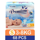 Diapex Premium Diapers S (3-8kg) 68pcs