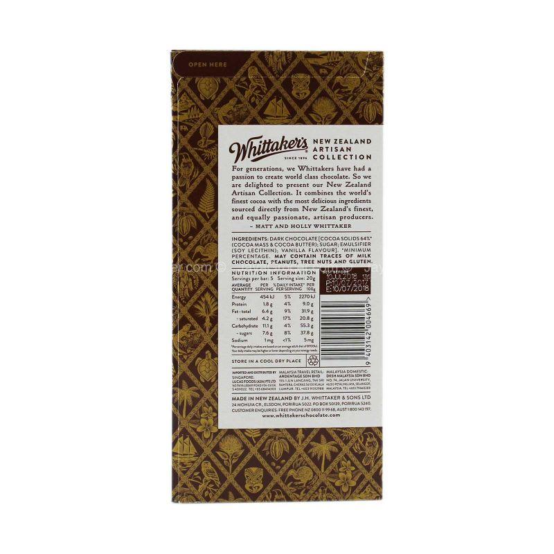 Whittaker’s Single Origin Samoan Cacao Extra Dark Chocolate 100g