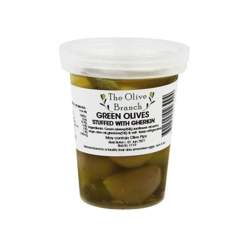 The Olive Branch Green Olives Stuffed with Gherkin 150g
