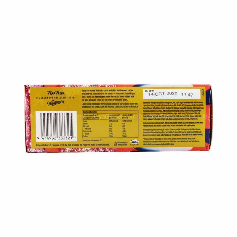 Tip Top Whittakers Mini Ice Cream Multipack (Vanilla, Salted Maple, Cashew Praline, 33% Cocoa Creamy Milk Chocolate) 60ml x 6