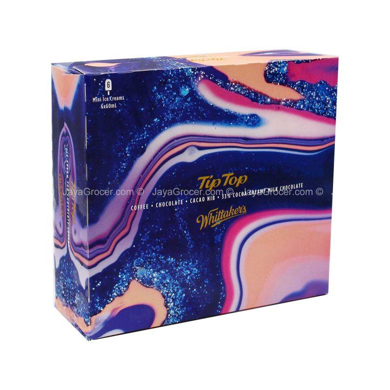 Tip Top Whittaker's Mini Ice Cream Multipack (Coffee, Chocolate, Cacao Nib, 33% Cocoa Creamy Milk Chocolate) 60ml x 6