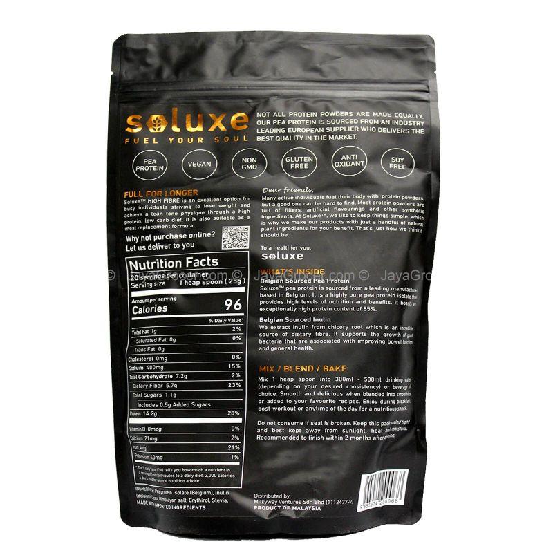 Soluxe High FIbre Salted Chocolate Plant Protein 500g
