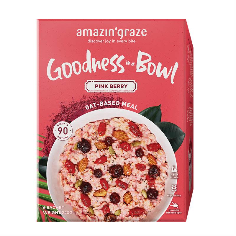 Amazin' Graze Goodness in a Bowl Pink Berry Oat-Based Meal 240g