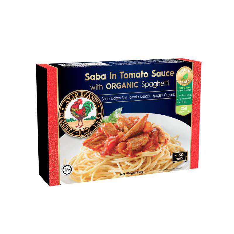 Ayam Brand Saba in Tomato Sauce with Organic Spaghetti Frozen Meal 250g